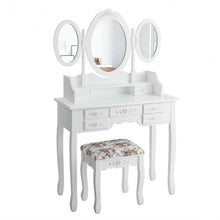 Load image into Gallery viewer, 7 Drawer Tri-Folding Mirror Dressing Vanity Makeup Set-White

