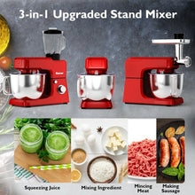 Load image into Gallery viewer, 3-in-1 Multi-functional 6-speed Tilt-head Food Stand Mixer-Red
