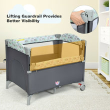 Load image into Gallery viewer, 5-in-1  Portable Baby Beside Sleeper Bassinet Crib Playard w/Diaper Changer-Gray
