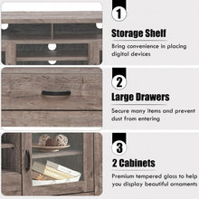 Load image into Gallery viewer, Tall TV Stand with Glass Storage &amp; Drawer
