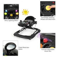 Load image into Gallery viewer, 2-in-1 Foldable Baby Walker with Music Player &amp; Lights-Black
