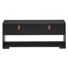 Load image into Gallery viewer, Wood Cocktail Coffee Table with 2 Drawers and Open Storage Shelf-Black

