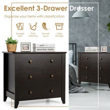 Load image into Gallery viewer, 3 Drawer Dresser Chest of Drawers Bedside Table-Espresso
