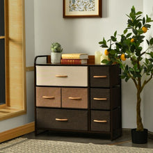 Load image into Gallery viewer, 7 Drawer Tower Steel Frame and Wooden Top Dresser Storage Chest for Bedroom
