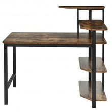 Load image into Gallery viewer, Computer Desk Writing Study Table with Storage Shelves Home Office Rustic Brown
