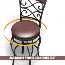 Load image into Gallery viewer, 360 Degree Swivel Bar Stools Set of 2 with Leather Padded Seat
