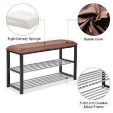 Load image into Gallery viewer, 2 Tiers Shoe Storage Rack Soft Seat Bench
