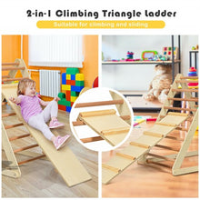 Load image into Gallery viewer, Foldable Wooden Climbing Triangle Indoor with Ladder for Toddler Baby-Natural

