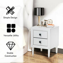 Load image into Gallery viewer, Multipurpose Retro Bedside Nightstand with 2 Drawers-White
