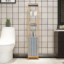 Load image into Gallery viewer, Bathroom Floor Cabinet Bamboo 5-Tier Concise Freestanding Storage Shelf
