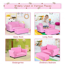 Load image into Gallery viewer, Soft Kids Double Sofa with Ottoman-Pink
