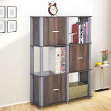 Load image into Gallery viewer, 3-Tier 6 Cubes Storage Shelf Cabinet-Walnut
