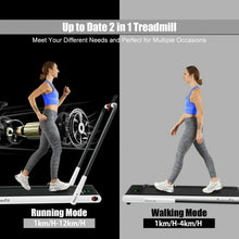 Load image into Gallery viewer, 2-in-1 Folding Treadmill with RC Bluetooth Speaker LED Display-White
