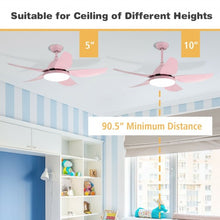 Load image into Gallery viewer, 42 Inch Kid Ceiling Fan with LED Light and Color Temperature Remote Control-Pink
