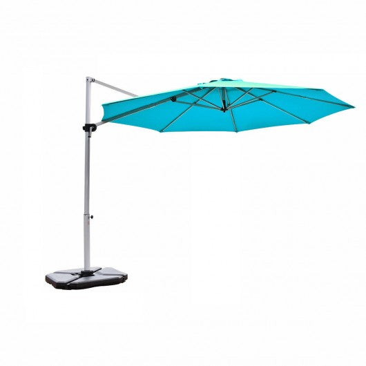 11' Patio Offset Cantilever Umbrella 360° Rotation Aluminum Tilt-Blue