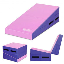 Load image into Gallery viewer, Folding Wedge Exercise Gymnastics Mat with Handles-Purple
