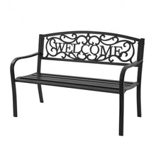 Load image into Gallery viewer, Outdoor Furniture Steel Frame Porch Garden Bench-Black
