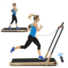 Load image into Gallery viewer, 2-in-1 Folding Treadmill with Remote Control and LED Display-Golden
