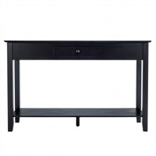 Load image into Gallery viewer, Console Sofa Side Accent Table with Drawer Shelf-Black
