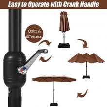 Load image into Gallery viewer, 15 Foot Extra Large Patio Double Sided Umbrella with Crank and Base-Tan
