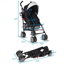 Load image into Gallery viewer, Folding Lightweight Baby Toddler Umbrella Travel Stroller-Black
