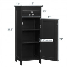 Load image into Gallery viewer, Wooden Storage Free-Standing Floor Cabinet with Drawer and Shelf-Black
