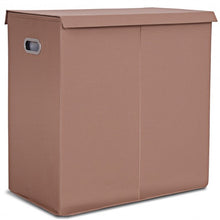 Load image into Gallery viewer, Double Laundry Hamper Storage Collapsible Basket Cothes Organizer-Brown
