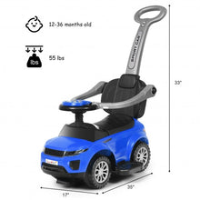 Load image into Gallery viewer, Honey Joy 3 in 1 Ride on Push Car Toddler Stroller Sliding Car with Music-Blue
