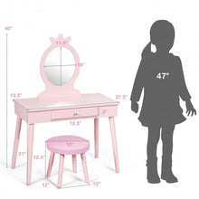 Load image into Gallery viewer, Kids Vanity Makeup Table &amp; Chair Set Make Up Stool
