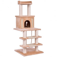 Load image into Gallery viewer, 52&quot; Tower Condo Scratching Post Cat Tree w/ Rope and Mouse-Beige
