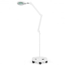 Load image into Gallery viewer, 2-in-1 LED Magnifying Glass Floor Lamp with Rolling Wheel-White
