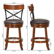 Load image into Gallery viewer, Set of 2 Bar Stools 360-Degree Swivel Dining Bar Chairs with Rubber Wood Legs-25 inch
