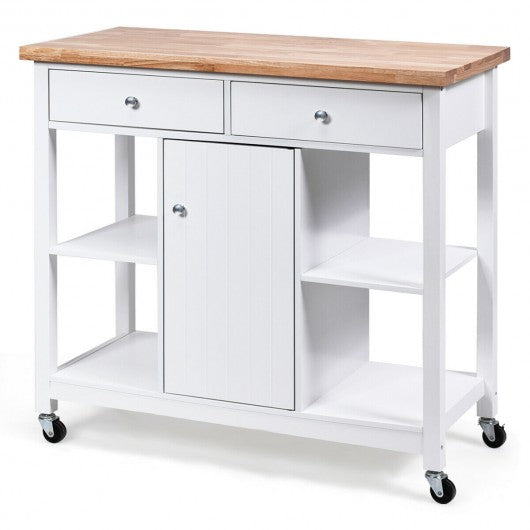 Rolling Kitchen Trolley Island Utility Cart Storage Shelf-White