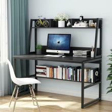 Load image into Gallery viewer, Storage Writing Desk Computer Desk with Hutch &amp; Bookshelf-Gray
