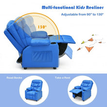 Load image into Gallery viewer, PU Leather Kids Recliner Chair with Cup Holders and Side Pockets-Blue
