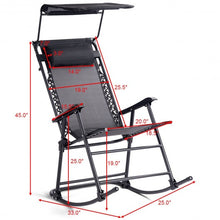 Load image into Gallery viewer, Zero Gravity Folding Rocking Chair Rocker Porch-Black
