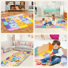 Load image into Gallery viewer, 75 Pieces Baby Foam Interlocking Play Mat with Fence with Detachable Numbers

