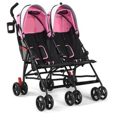 Load image into Gallery viewer, Foldable Twin Baby Double Stroller Ultralight Umbrella Kids Stroller-Pink
