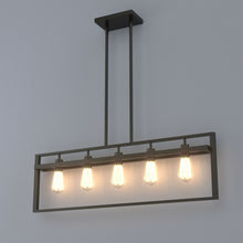 Load image into Gallery viewer, 5-Lights Pendant Lamp with Iron Square Lamp Shade
