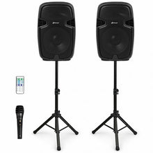 Load image into Gallery viewer, 3000 W Dual 15&quot; Powered Speakers with Bluetooth
