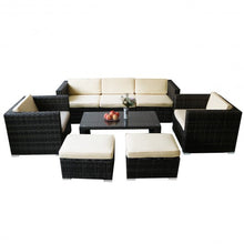 Load image into Gallery viewer, 8 pcs Rattan Wicker Patio Furniture Set with Beige Cushions
