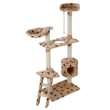 Load image into Gallery viewer, 60&quot; Cat Tree Tower Kitten Hammock Condo-Beige paws
