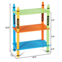 Load image into Gallery viewer, 3 Tiers Kids Bookshelf Crayon Themed Storage Colorful Shelves
