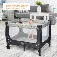 Load image into Gallery viewer, Portable Baby Playpen with Mattress Foldable Design-Gray

