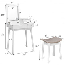 Load image into Gallery viewer, Vanity Dressing Table Set Flip Mirror Desk Furniture Stool
