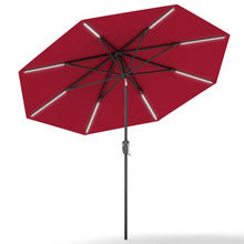 Load image into Gallery viewer, 9 Ft Patio Solar Powered Umbrella with LED Light-Red
