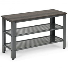 Load image into Gallery viewer, 3-Tier Shoe Rack Industrial Shoe Bench with Storage Shelves-Black
