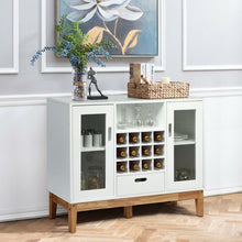 Load image into Gallery viewer, Wood Wine Storage Cabinet Sideboard Console Buffet Server-White
