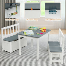 Load image into Gallery viewer, 4 PCS Kids Wood Table Chairs Set -Gray
