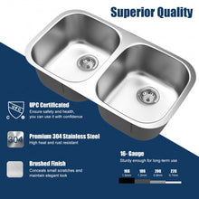 Load image into Gallery viewer, 32-1/2&quot; Stainless Steel Double Bowl Kitchen Sink
